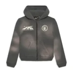 Grey Hellstar Sports Zip-Up Hoodie