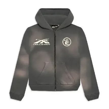 Grey Hellstar Sports Zip-Up Hoodie